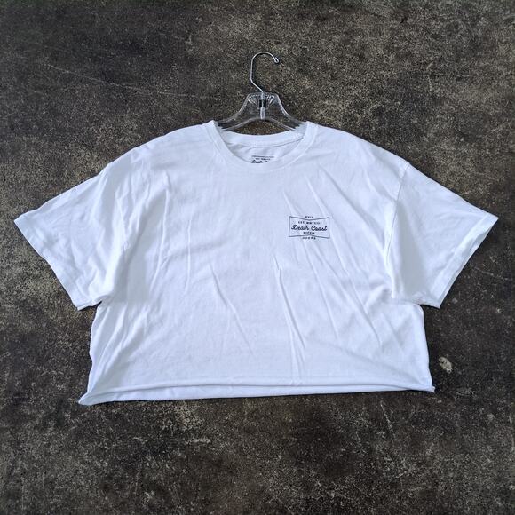 Death Coast Crop Top Shirt Womens XL White Cropped Retro Y2K Skater Y2K - Picture 1 of 7